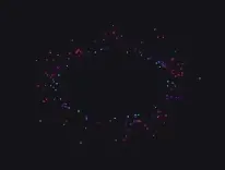 Ellipse emitter with 'edge out' emission source mode.
